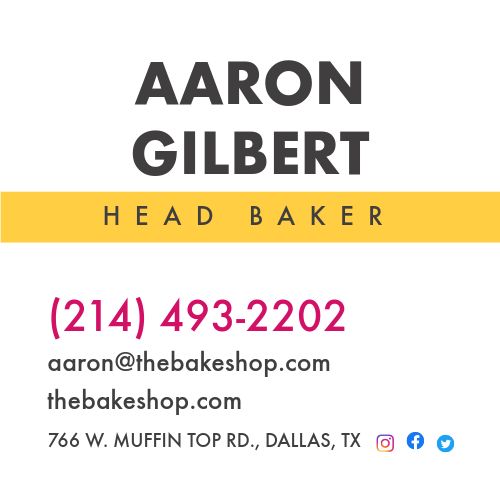 Bake Shop Dessert Business Card