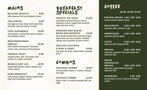 Coffee Breakfast Takeout Menu page 2 preview