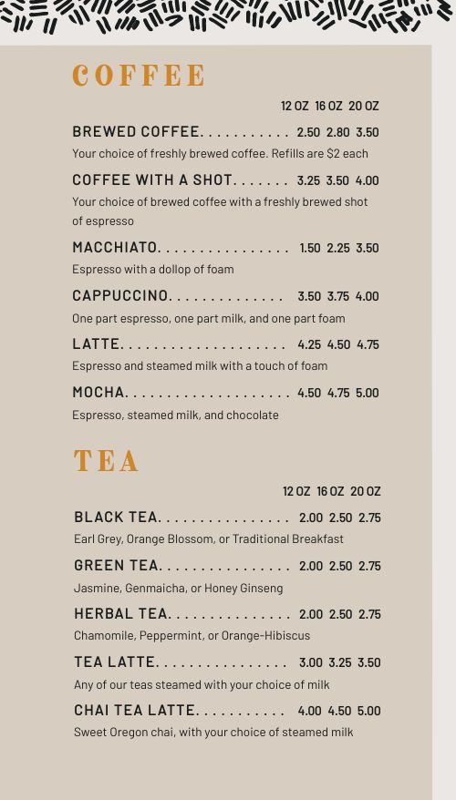 Hot Coffee Cafe Tall Digital Menu Board Template by MustHaveMenus