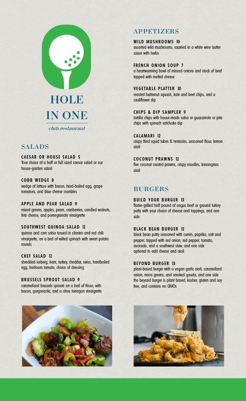 Golf Country Club Menu Design Template by MustHaveMenus