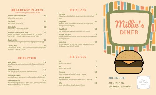 Colorful Retro Diner Takeout Menu page 1 preview