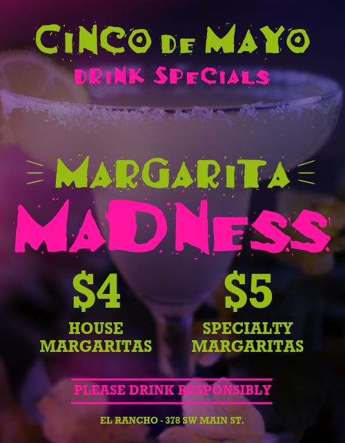 Cinco De Mayo Margaritas Specials Flyers page 1 preview
