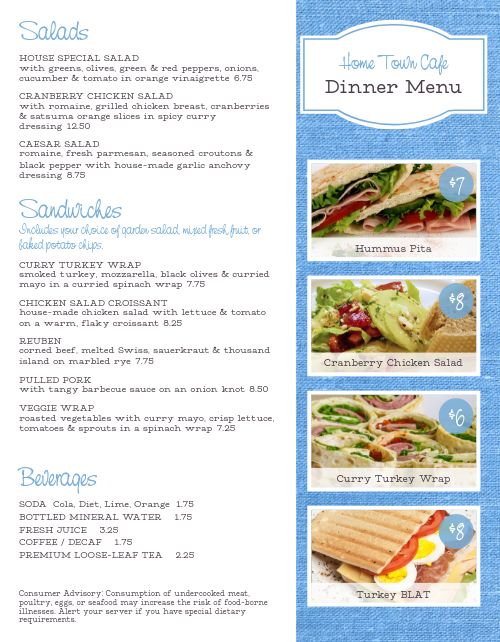 Homestyle Cafe Menu page 1 preview