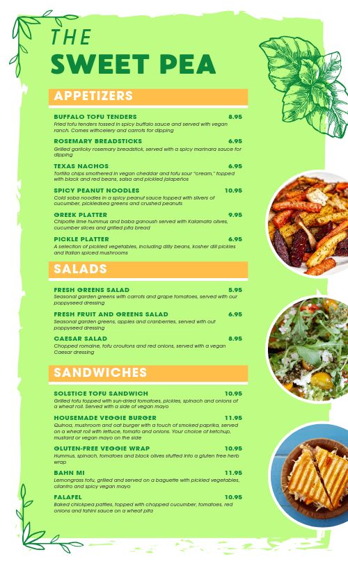 Vegan Menu Design Template by MustHaveMenus