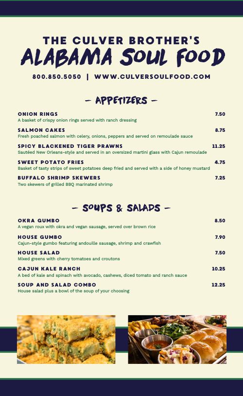 Example Soul Food Menu Design Template By Musthavemenus