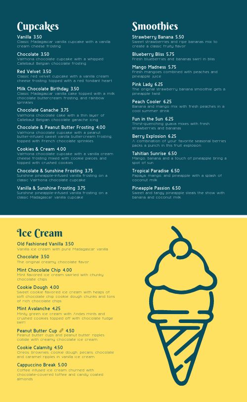 Dessert Menu Example page 2 preview