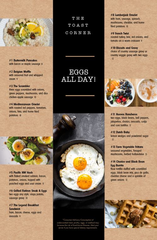 Breakfast Fill Up Tabloid Menu page 1 preview