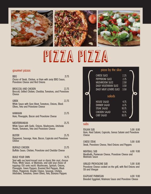 Craftsman Pizza Menu Design Template by MustHaveMenus