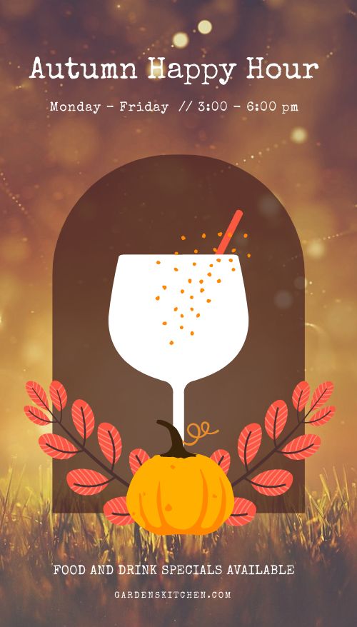 Golden Autumn Happy Hour Digital Poster page 1 preview