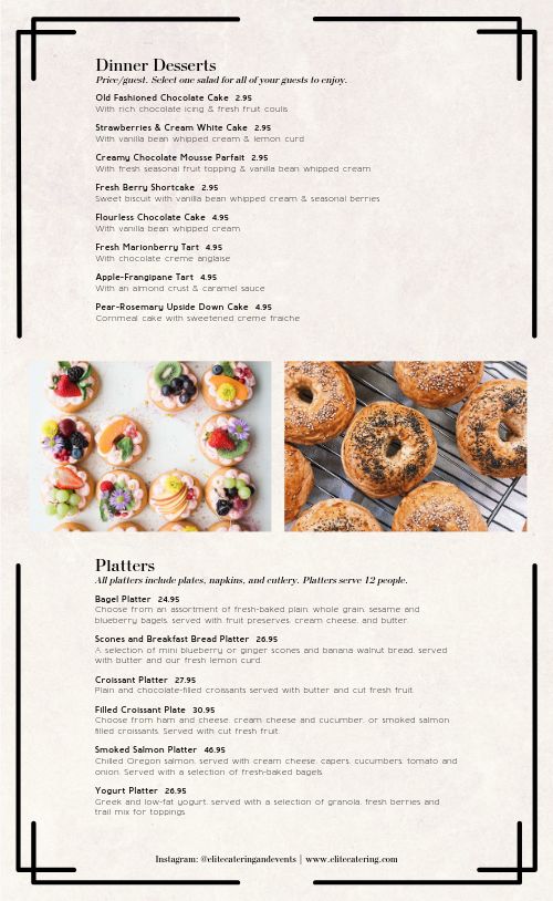 Elite Catering Menu page 2 preview