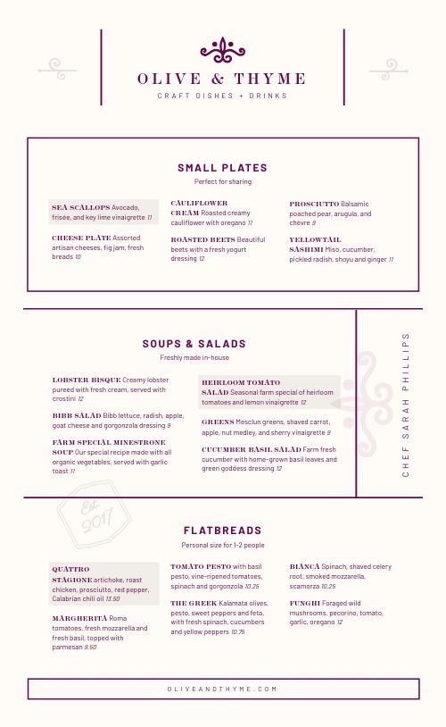 Chic Fine Dining Menu Design Template By Musthavemenus