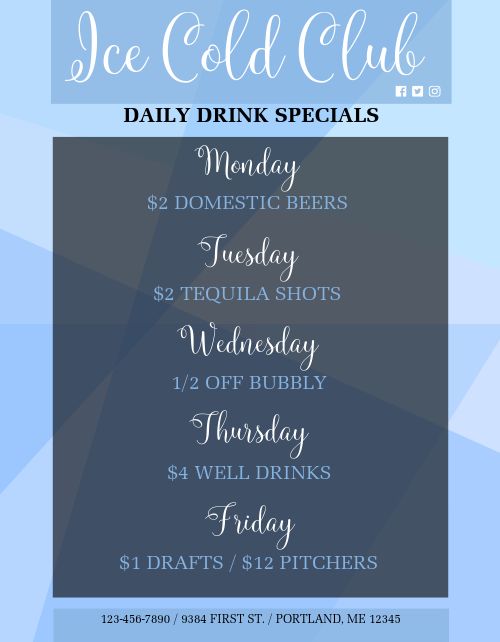 Daily Drink Specials Flyer