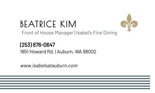 Blue Fine Dining Business Card