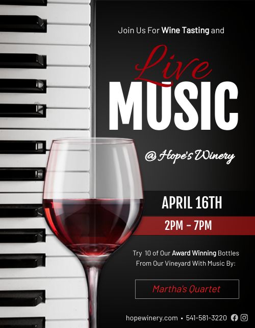Live Music Wine Flyer page 1 preview