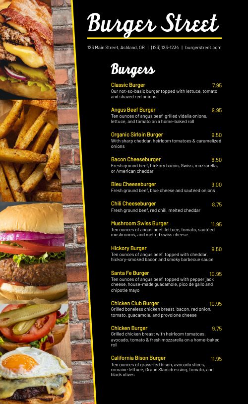 Burger Street Menu Prices - How do you Price a Switches?