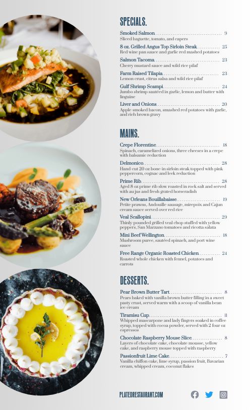 Classic Elegant Fine Dining Menu page 2 preview