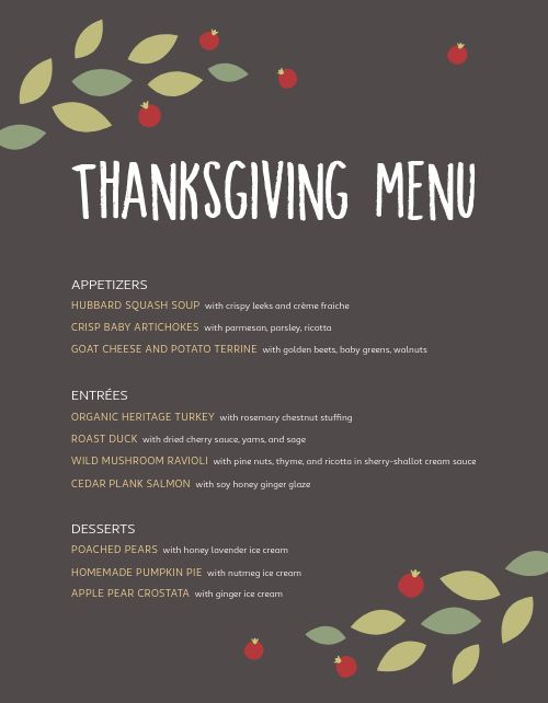 Thanksgiving Menu Idea page 1 preview