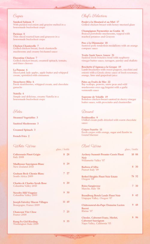 french menu background design