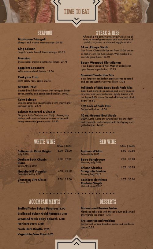 Classic Steakhouse Menu page 2 preview