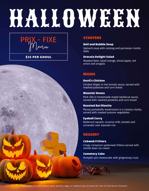 Halloween Moon Menu page 1 preview