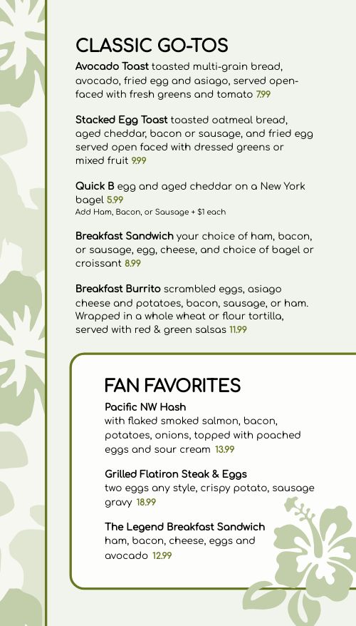 Hawaiian Breakfast Tall Digital Menu Board Template by MustHaveMenus