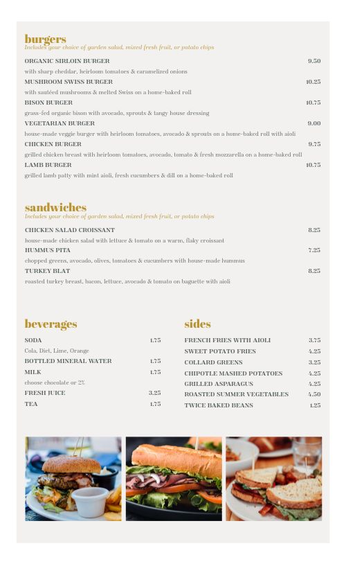 Cafe List Menu Design Template by MustHaveMenus