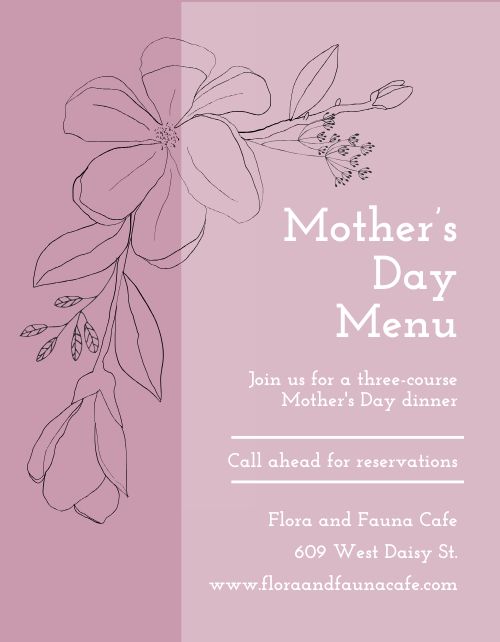 Mothers Day Prix Fixe Flyer