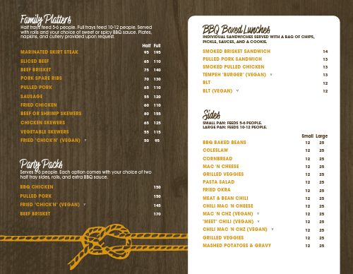 Barbecue Party Platter Bifold Takeout Menu page 2 preview