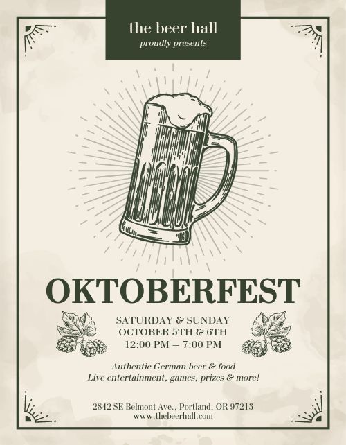 Oktoberfest Hops Flyer page 1 preview
