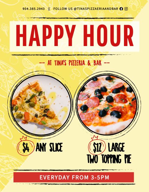 Happy Hour Pizza Flyer