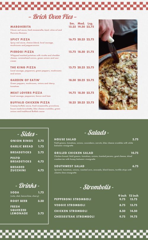 Pizzeria Bistro Menu page 2 preview