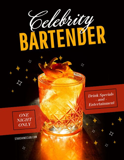 Orange Celebrity Bartender Flyer