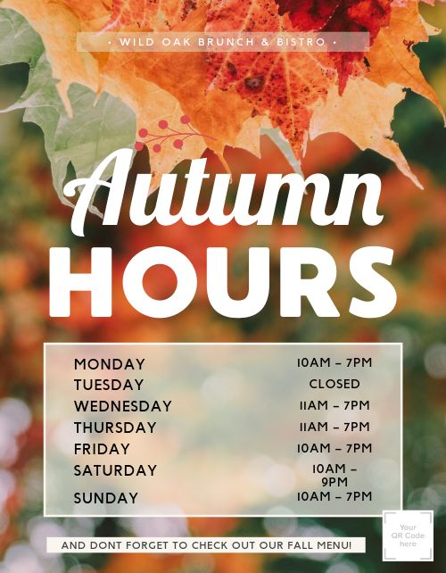 Autumn Hours Sign