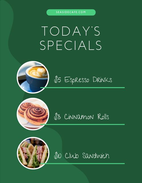 Green Daily Specials Flyer page 1 preview