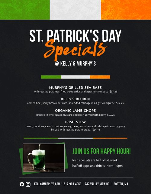 St Patricks Day Specials Flyer page 1 preview