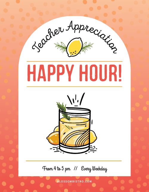 Teacher Appreciation Happy Hour Flyer page 1 preview