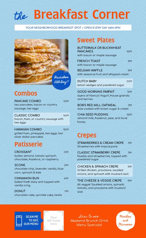 Textured Breakfast Menu page 1 preview