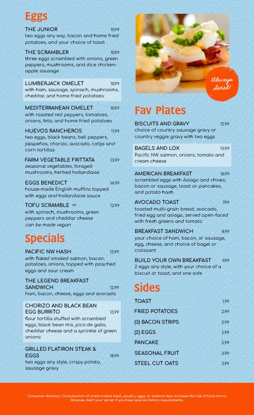 Textured Breakfast Menu page 2 preview