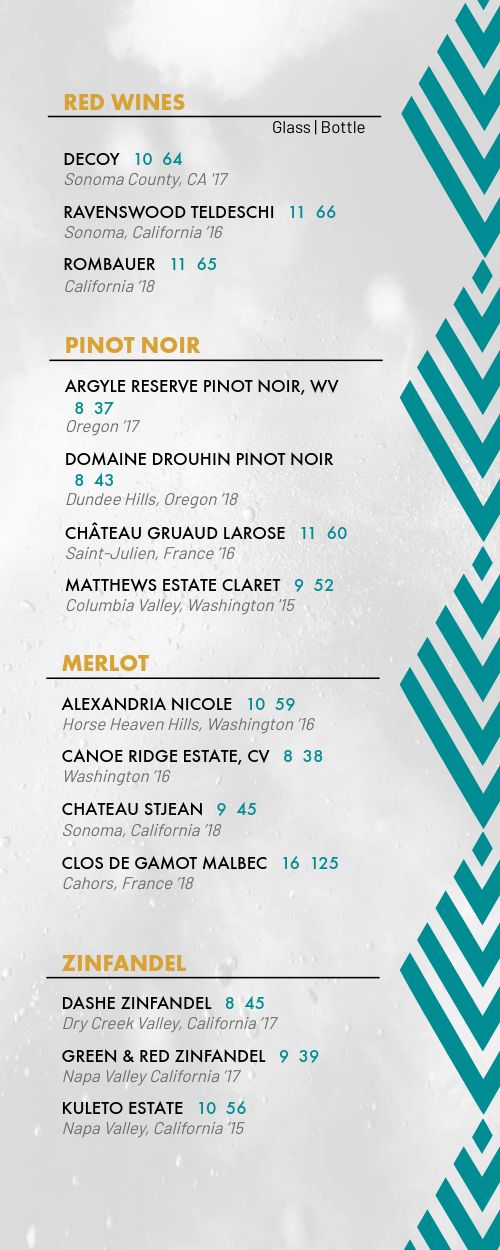 Teal Winery Half Page Menu page 2 preview