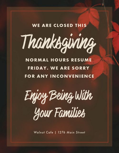 Thanksgiving Closed Flyer