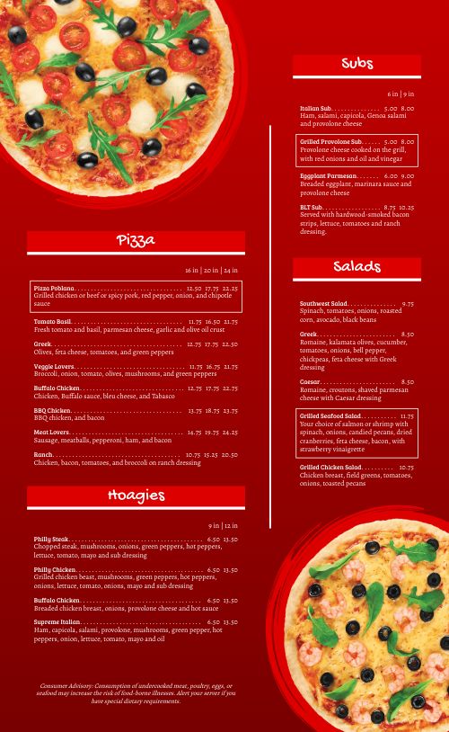 Radiant Red Pizza Menu page 2 preview