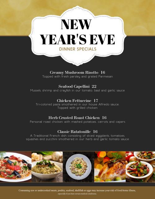 New Years Dishes Menu Design Template by MustHaveMenus