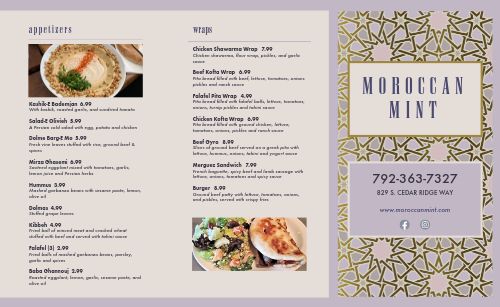 Middle Eastern Dining Takeout Menu