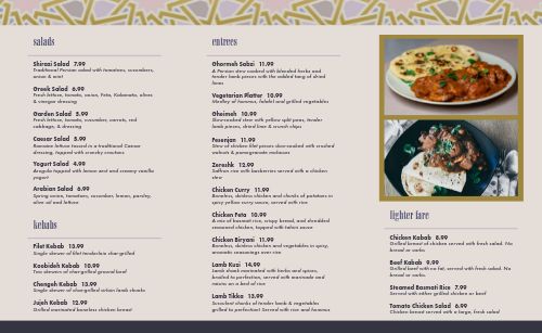 Middle Eastern Dining Takeout Menu