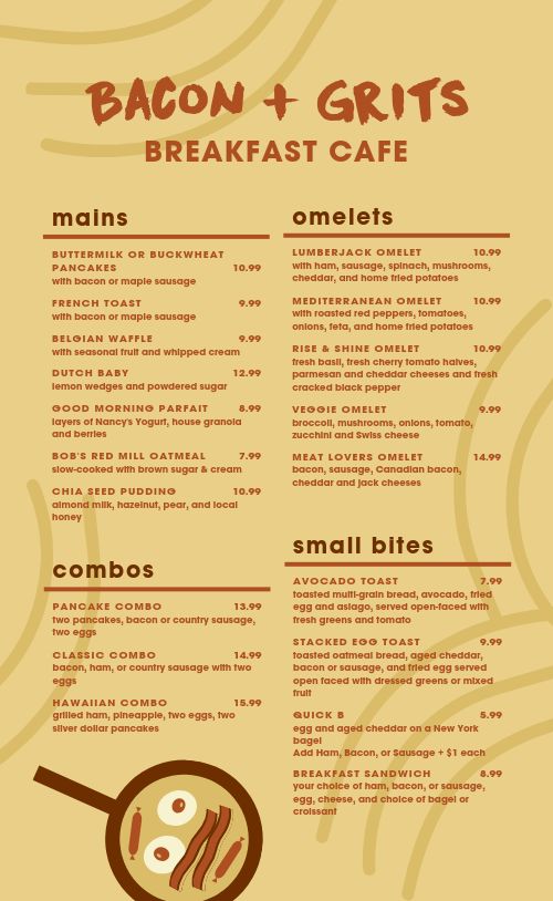 Eggy Breakfast Menu page 1 preview