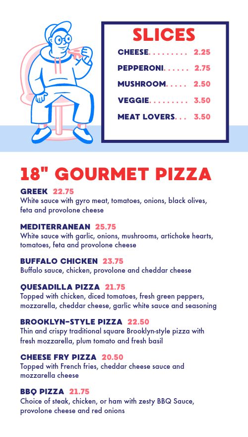 Retro Gourmet Pizza Tall Digital Menu Board