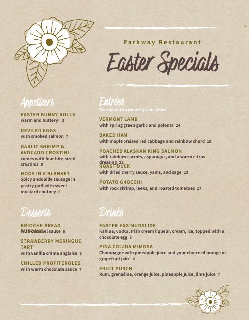 Easter Holiday Menu Design Template by MustHaveMenus