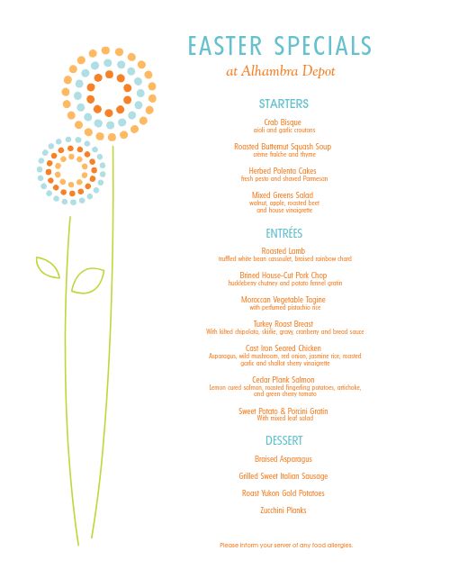 Restaurant Easter Menu