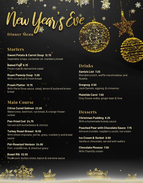 New Years Ornament Menu Design Template by MustHaveMenus