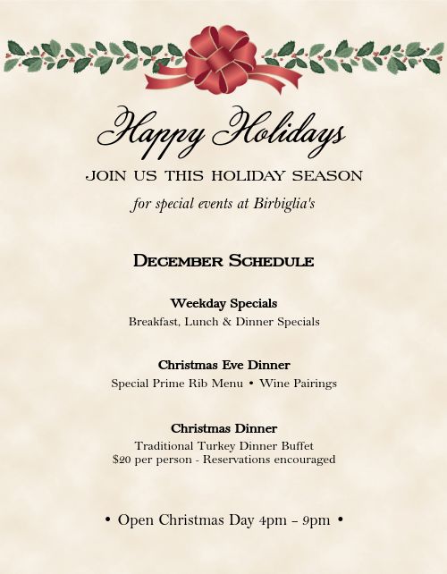 Holiday Dinner Flyer